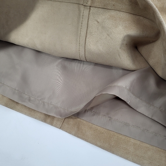 Vintage Liz Claiborne Suede Leather Mini Skirt Drawstring Tan Medium NWT - Picture 5 of 6